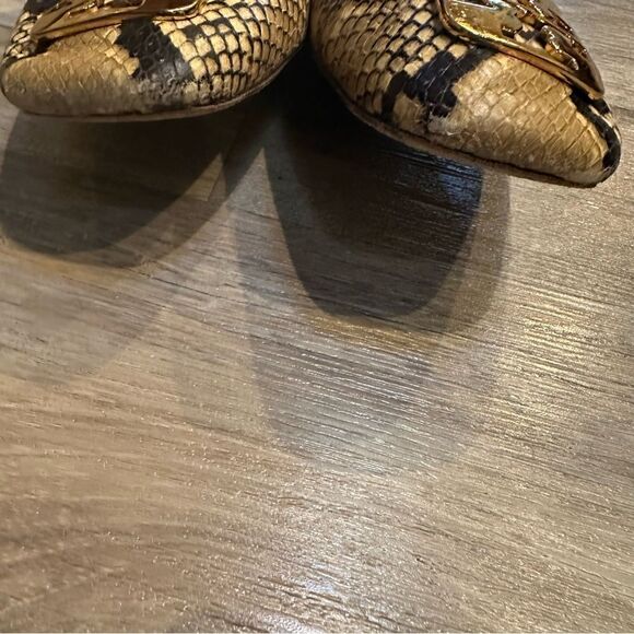 TORY BURCH Ballet Flats Size 6.5 Leather Georgia Snakeskin Animal Print - Picture 6 of 12
